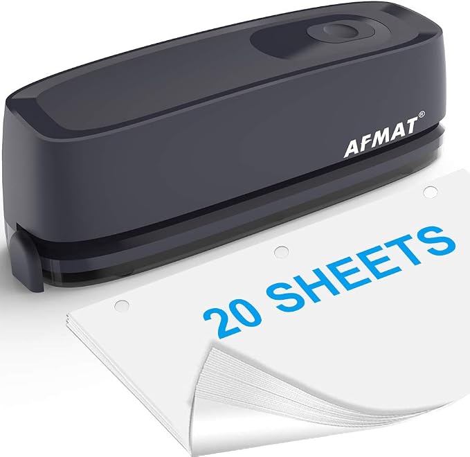 AFMAT Electric 3 Hole Punch, 20-Sheet 3 Hole Puncher by AFMAT