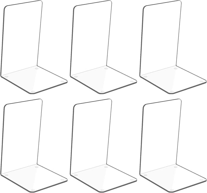 Adwikoso Clear Acrylic Book Ends, Non-Slip Book Holder Stand, Decorative Book by Hiziwimi