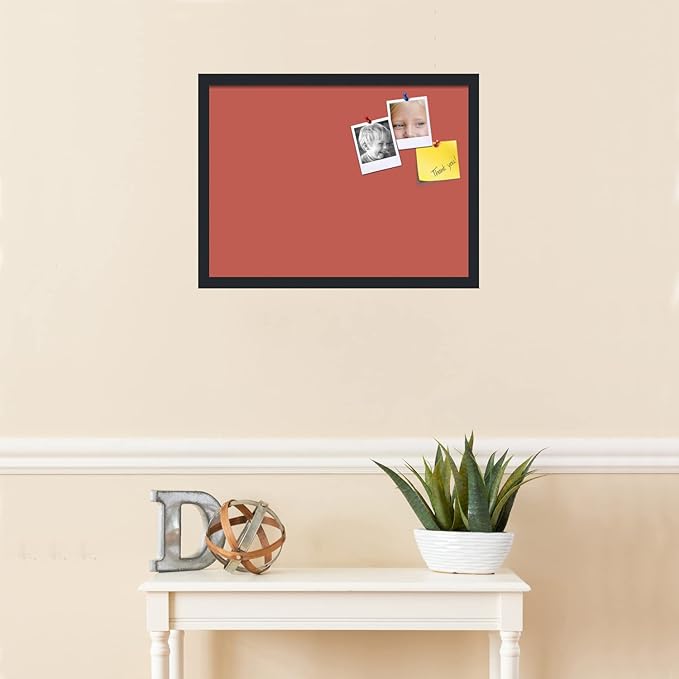 PinPix 23x17 Inch Cork Bulletin Board. This Decorative Framed Pin Board Comes with Crimson Pastel Design and a Satin Black Frame. Ideal for Home Office Decor or Message Board (PinPix-1807)-DeskLoop Office