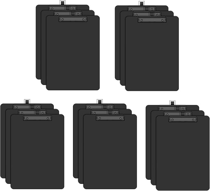 Black Clipboard with Pen Holder, 8.5 x 11 Clip Boards | Black Low Profile Clip by Juvealoe
