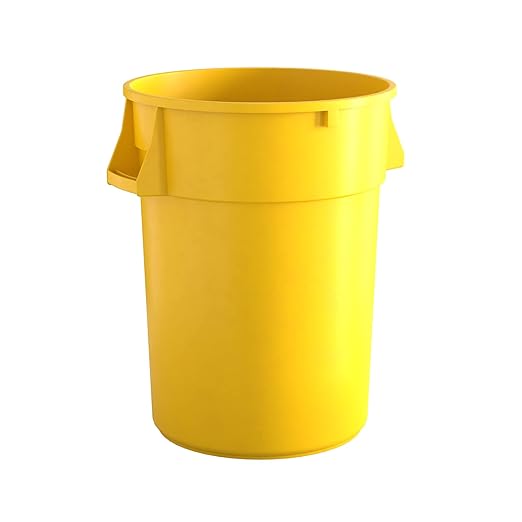 44 Gallon Yellow Round Commercial Trash Can-DeskLoop Office