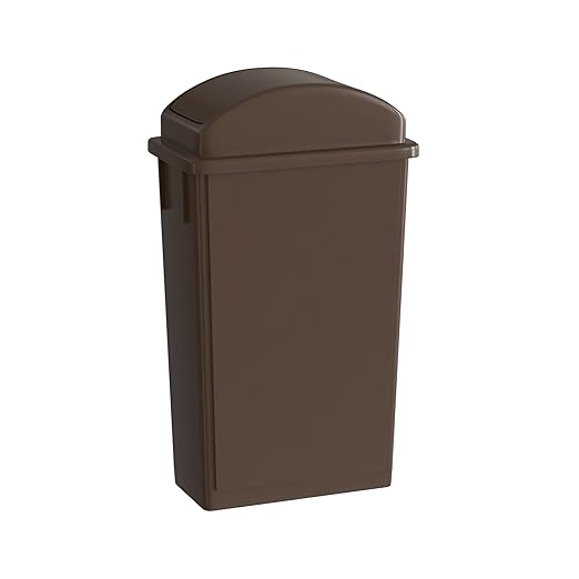 23 Gallon Brown Slim Jim Trash Can with Swing Top Lid-DeskLoop Office