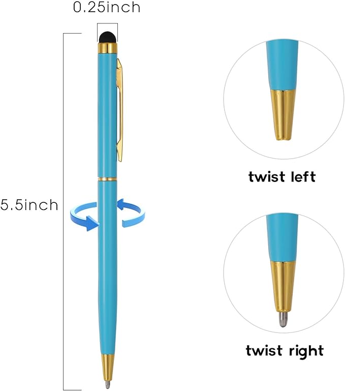 15 Pack Stylus Pens for Touch Screens Stylus Pen Compatible with Phone Tablets Kindle and Black Ink Ballpoint Pens-2 in 1 Stylists pens for Touch Screens (Gold)-DeskLoop Office