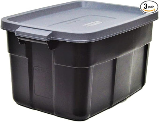 Rubbermaid Garage Storage Bins Black Plastic Stackable Storage by Rubbermaid