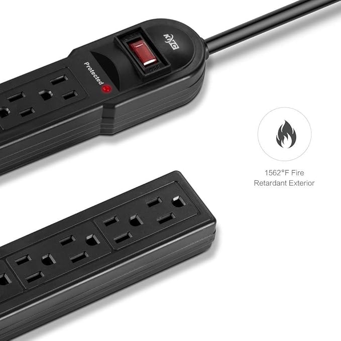 KMC 6-Outlet Surge Protector Power Strip 6 Pack-DeskLoop Office