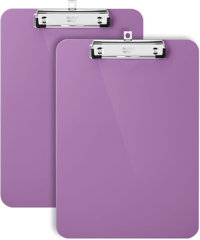 Mr. Pen- Plastic Clipboard, 12.5" x 9", 2 Pack | Pastel Purple Clipboard Plastic by MrPen