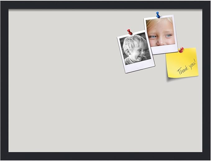 PinPix 23x17 Inch Cork Bulletin Board. This Decorative Framed Pin Board Comes with Light Stone Design and a Satin Black Frame. Ideal for Home Office Decor or Message Board (PinPix-1809)-DeskLoop Office