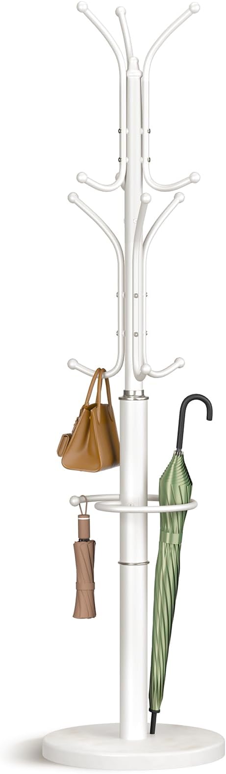 Yoobure Metal Coat Rack Freestanding with Marble Base, Coat Tree with 12 Hooks & Umbrella Holder, Coat Hanger Stand for Corner Entryway Bedroom Office, Heavy Duty Coat Rack Stand for Clothes Hats Bags-DeskLoop Office