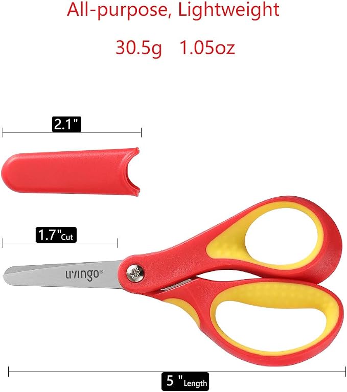 LIVINGO 5" Small School Student Blunt Kids Craft Scissors, Sharp Stainless - Image 2