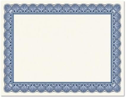 Elite Blue & White Parchment Certificate Papers by Fine+Stationery