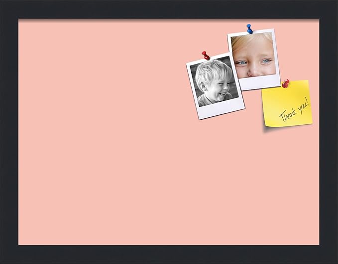 PinPix 16x12 Inch Cork Bulletin Board. This Decorative Framed Pin Board Comes with Pink Pastel Design and a Satin Black Frame. Ideal for Home Office Decor or Message Board (PinPix-1813)-DeskLoop Office