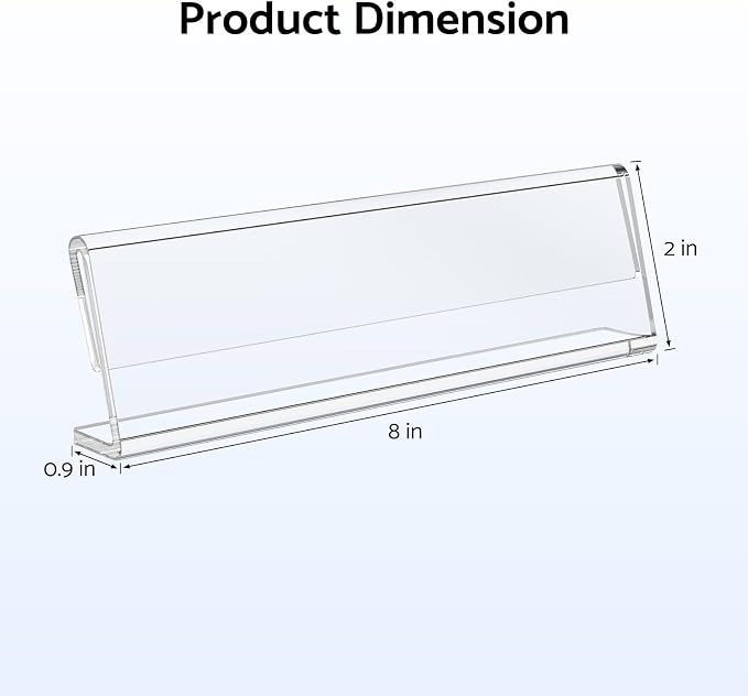 HlIMIEI Acrylic Name Plates for Desks, 10 Pack Clear Name Holders 2 x 8 - Image 7