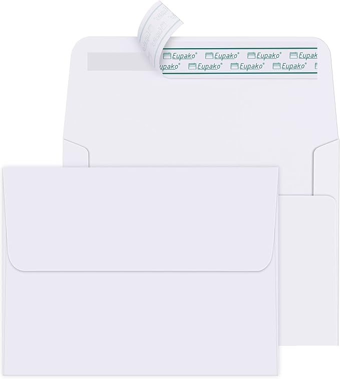 Eupako A2 White Paper Envelopes 250 Pack 4.375x5.75" Invitation Envelopes Self by Eupako