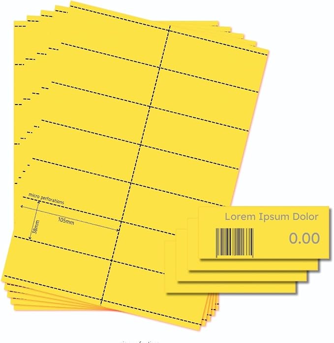 OfficeGear Yellow Shelf Edge Labels 14-up 38x105mm Printable A4 Perforated by OfficeGear