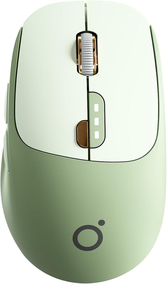 EWEADN Q5 Wireless Mouse, Bluetooth & 2.4G Quiet Computer Mouses with 1600 DPI, Battery Level Display, Ergonomic Office Mouse,6 Button Portable Cute Cordless Mice for Laptop/PC/Mac- Green-DeskLoop Office
