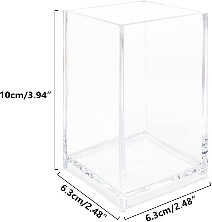 Newkita 3 Pack Clear Acrylic Cosmetic Pencil Pen Holder Cup, Desk Acrylic - Image 2