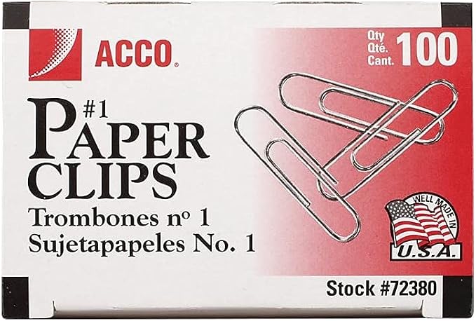 Acco 72380 Smooth Standard Paper Clips, Size 1, 10 Boxes/PK - Image 2