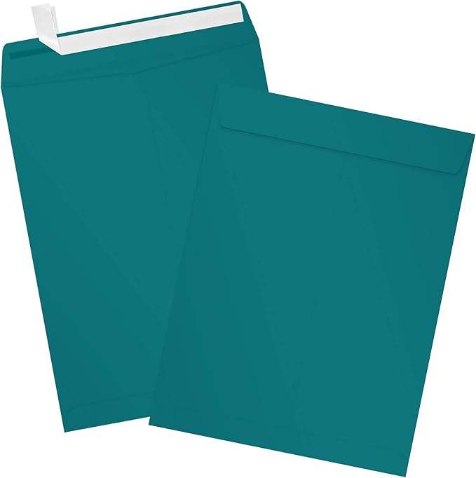 LUXPaper 9 x 12 Open End Envelopes | Peel & Press | Teal | 80lb. Text | 1 - Image 3