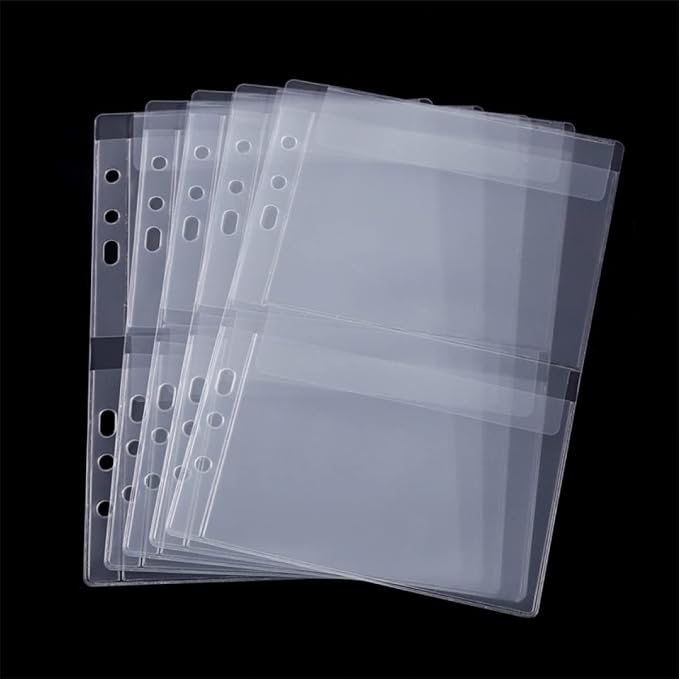 BAOFALI 10 Pack A5 Size Plastic Binder Pockets, 6 Holes Waterproof PVC Folders - Image 4