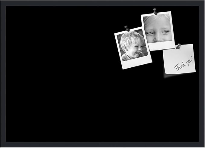 PinPix 34x24 Inch Cork Bulletin Board. This Decorative Framed Pin Board Comes with Solid Black Design and a Satin Black Frame. Ideal for Home Office Decor or Message Board (PinPix-622)-DeskLoop Office