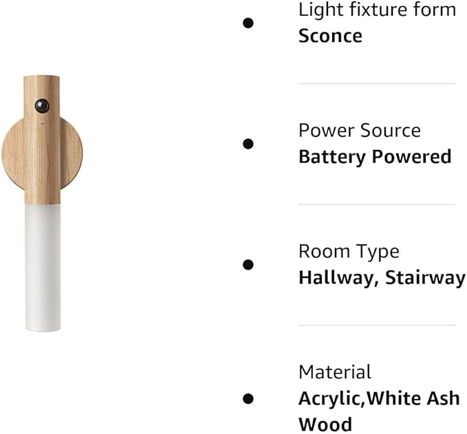 LANDGOO Wooden Motion Sensor Night Lights Magnet Body Sensor Hallway Night Lights Rechargeable Led Light Portable Stairway,Wall Sconce Battery Powered Cabinet Lights-DeskLoop Office