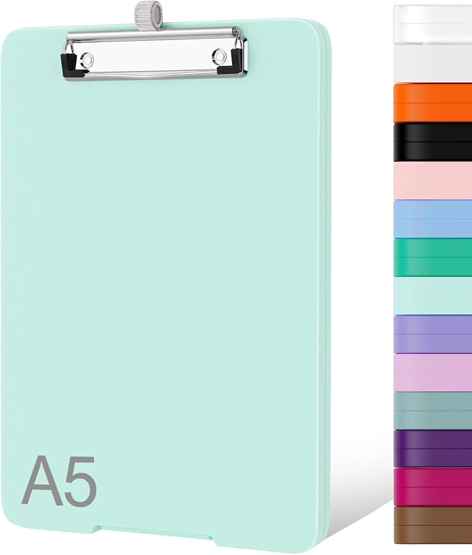 Piasoenc Small Clipboard with Storage, Clip Board with Pen Holder, School & by Piasoenc
