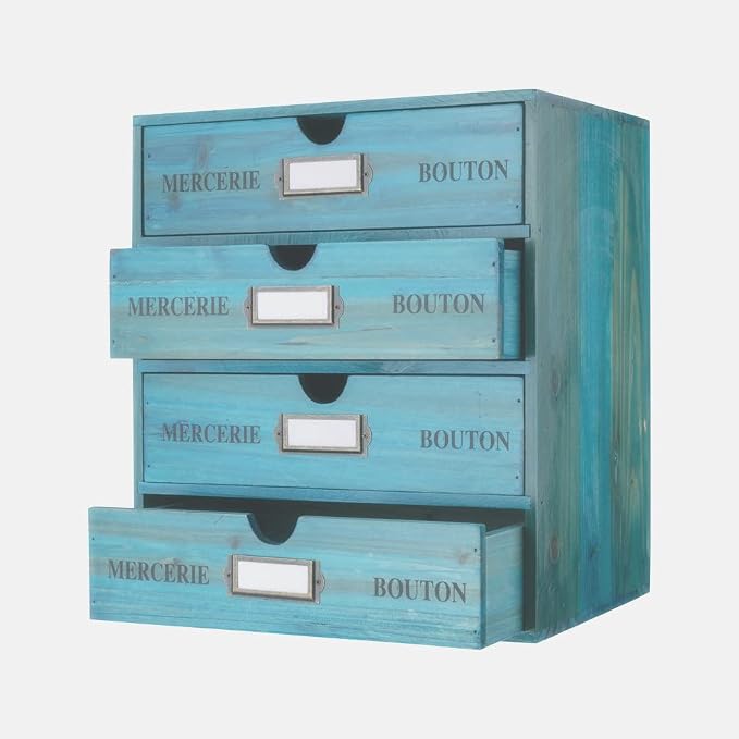 Wooden Storage Box with Drawers Vintage Office Supplies and Accessories Letter by PACKGILO