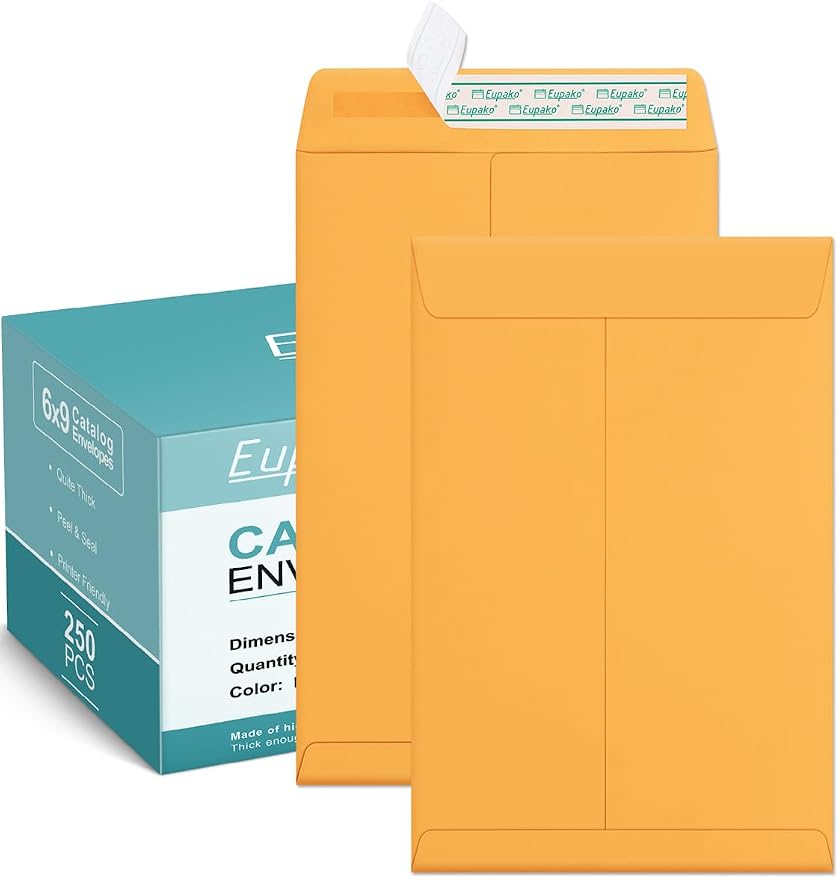 Eupako Catalog Envelopes 6x9 Small Brown Envelopes Self Seal 250 Pack by Eupako
