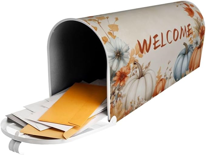Autumn Pumpkin Welcome Magnetic Mailbox Cover, Fall Mailbox Wrap Decorative - Image 6