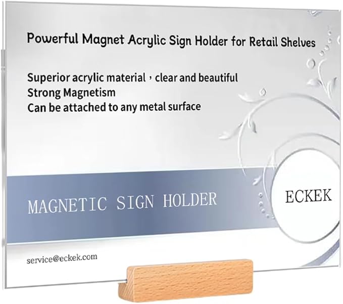 ECKEK Magnetic Sign Holder Grip Holder, Powerful Magnet, Acrylic Sign Holder by ECKEK