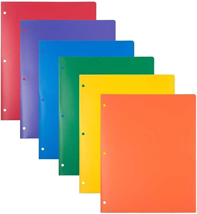 JAM PAPER Heavy Duty Plastic 3 Hole Punch Pocket Folders by JAMPaper