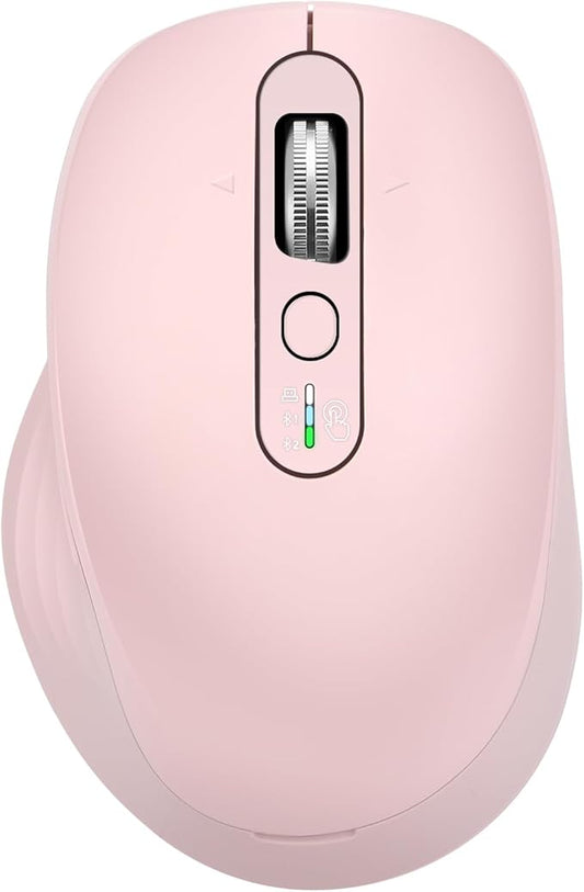 Multi-Device Wireless Bluetooth Mouse, 2.4G USB Receiver and Two Bluetooth, 4-Way Navigation Mice for Computer, Laptop, PC, MacBook, iPad (Pink)-DeskLoop Office