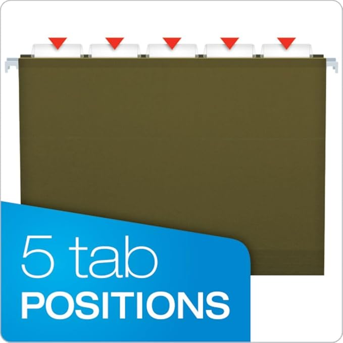 Pendaflex Hanging File Folders, 25 Pack, Letter Size, Reinforced, 5 Tab - Image 4