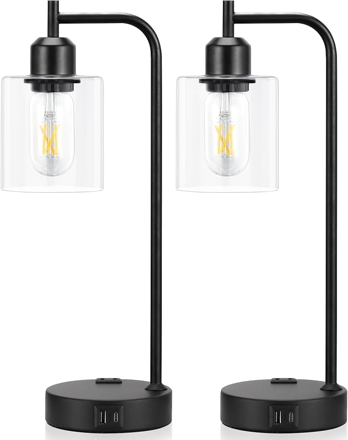 Industrial Touch Table Lamps for Bedrooms Set of 2 - Image 8