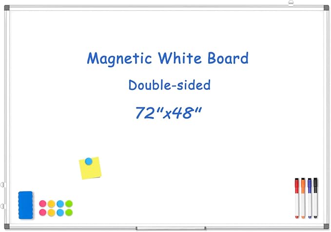 WALGLASS Large White Board, Hanging Mounted Whiteboard Silver Aluminium Frame by WALGLASS
