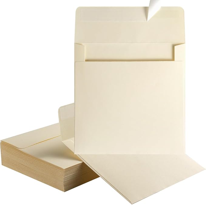 50 Pack 6 x 6 Square Envelopes Self Seal, Cream | by Unknown