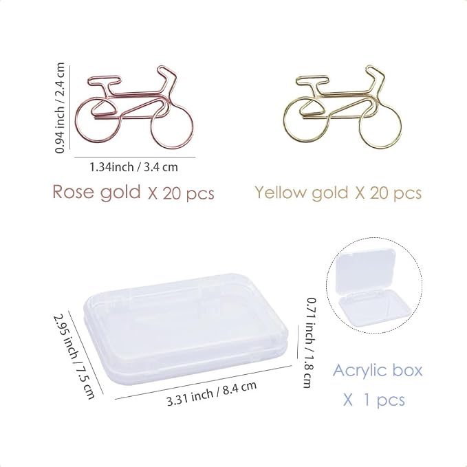 OWLFAVO 40pcs Bicycle Shape Paper Clips - Image 2