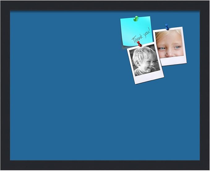 PinPix 19x15 Inch Cork Bulletin Board. This Decorative Framed Pin Board Comes with Navy Pastel Design and a Satin Black Frame. Ideal for Home Office Decor or Message Board (PinPix-1811)-DeskLoop Office