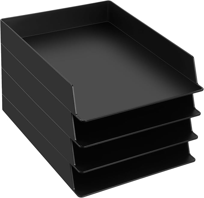Wenqik 4 Pcs Stackable Paper Trays Rectangular Plastic Desk Holder Desktop by Wenqik