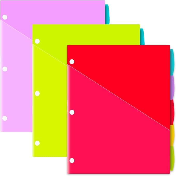 INFUN Plastic 5-Tab Binder Dividers by INFUN