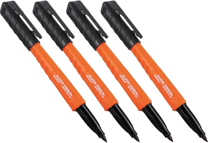 KLEIN TOOLS 861014 Skribes Fine Tip Permanent Markers, Hard Hat Clip, Dry and by KleinTools