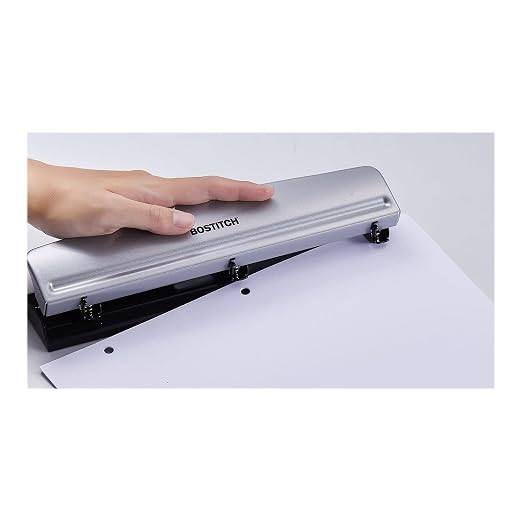 Bostitch Office Premium 3 Hole Punch, 12 Sheet Capacity, Rubber Base, - Image 5