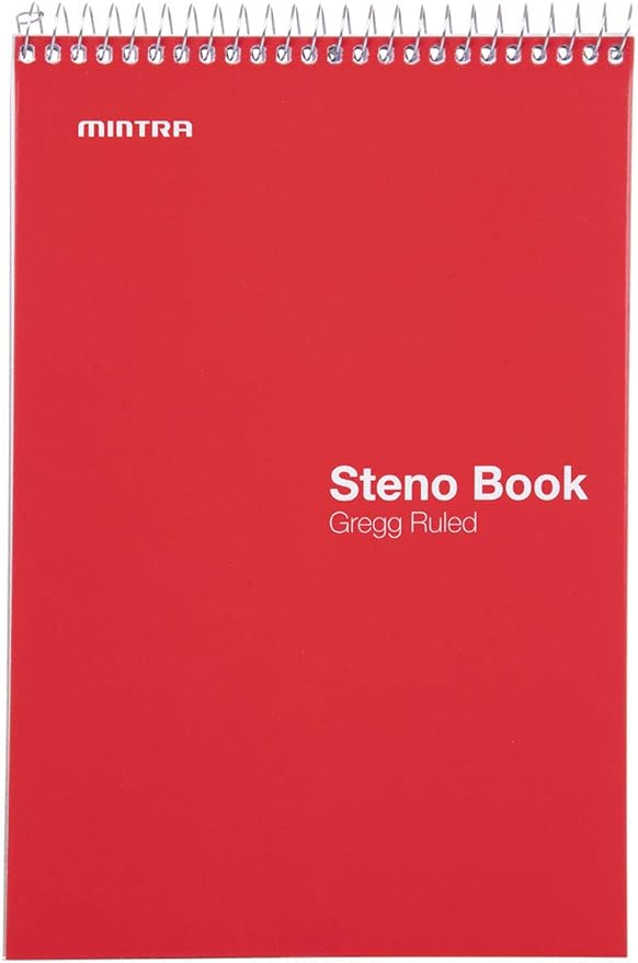 Mintra Office Steno Book - (Primary Colors, 4 Pads/Pack, Gregg Ruled) - 6inx9in, 70 Sheets, Notebook for writing notes in school, university, college, work, office-DeskLoop Office