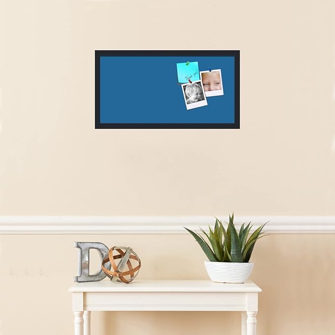 PinPix 24x12 Inch Cork Bulletin Board. This Decorative Framed Pin Board Comes with Navy Pastel Design and a Satin Black Frame. Ideal for Home Office Decor or Message Board (PinPix-1811)-DeskLoop Office