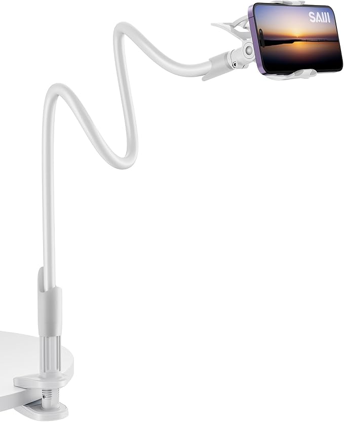 SAIJI Gooseneck Cell Phone Holder, Clamp Universal Lazy Mount Clip Hands Free by SAIJI