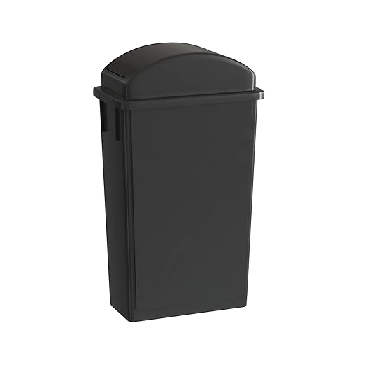 23 Gallon Black Slim Jim Trash Can with Swing Top Lid-DeskLoop Office