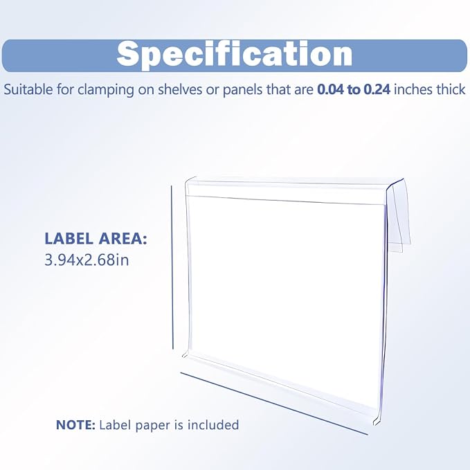 Diteje 40 Pack Wire Shelf Label Holder, Reusable Plastic Shelving Price Tags - Image 5
