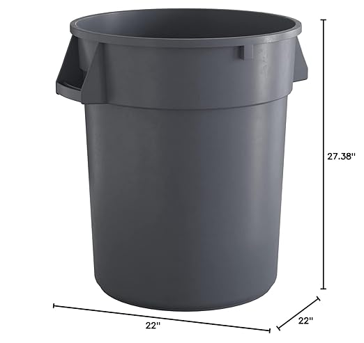 32 Gallon Gray Round Commercial Trash Can-DeskLoop Office