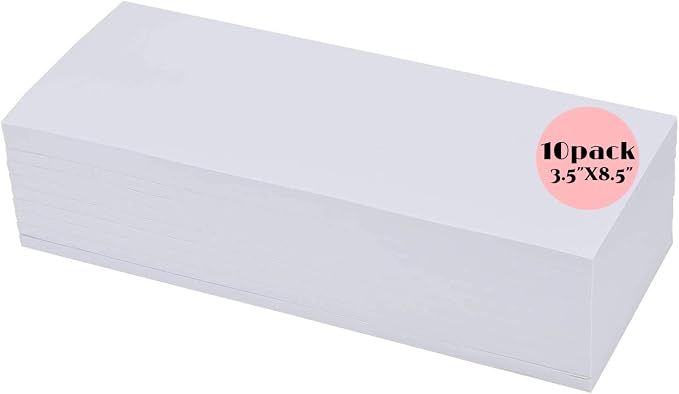10 Pack 50Sheets 3.5"x8.5" Plain Notepads-Memo Pads-Scratch Pads-White Blank by Rissetree