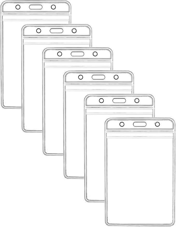 Vertical ID Badge Holders Sealable Waterproof Clear Plastic Holder, Fits by KINGSUM
